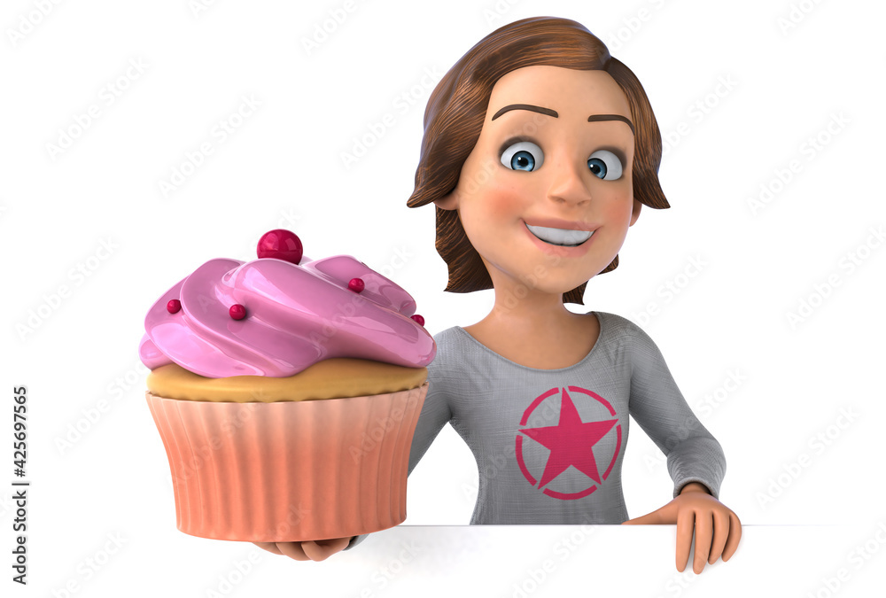 Fun 3D illustration of a cartoon teenage girl Fun 3D illustration of a cartoon teenage girl