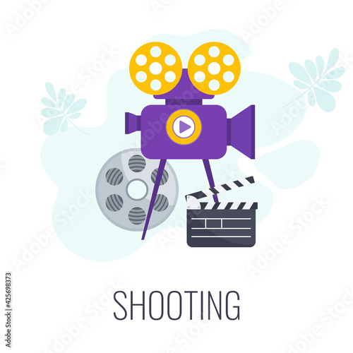 Shooting icon. Video marketing. Digital marketing. Flat vector illustration.