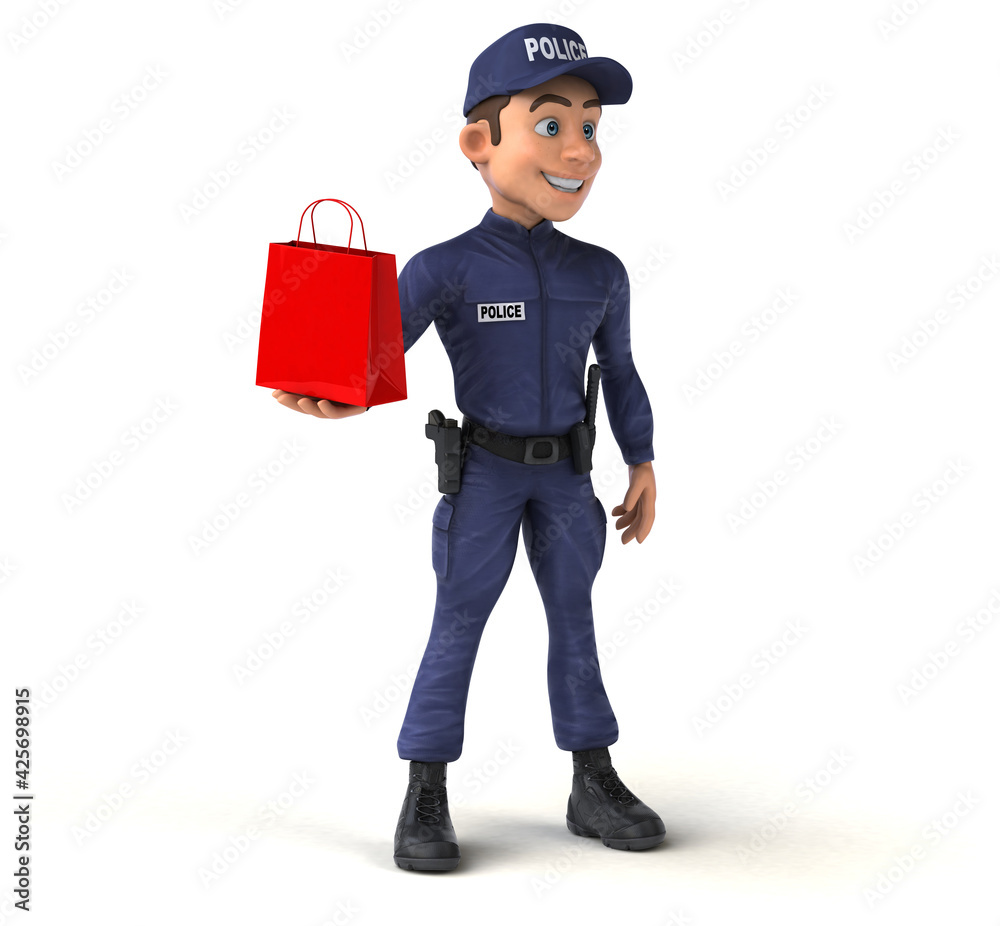 Fun 3D illustration of a cartoon Police Officer Fun 3D illustration of a cartoon Police Officer