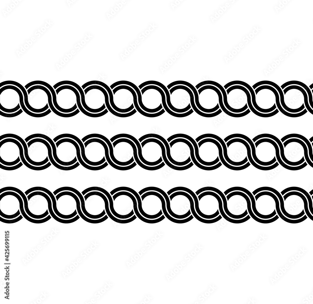 Fototapeta premium Greek waves seamless vector pattern or braided chain ornament.