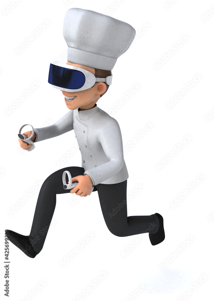 Fun 3D Illustration of a chef with a VR Helmet Fun 3D Illustration of a chef with a VR Helmet