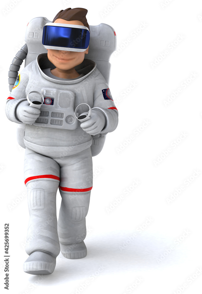 Fun 3D Illustration of an astronaut with a VR Helmet Fun 3D Illustration of an astronaut with a VR Helmet