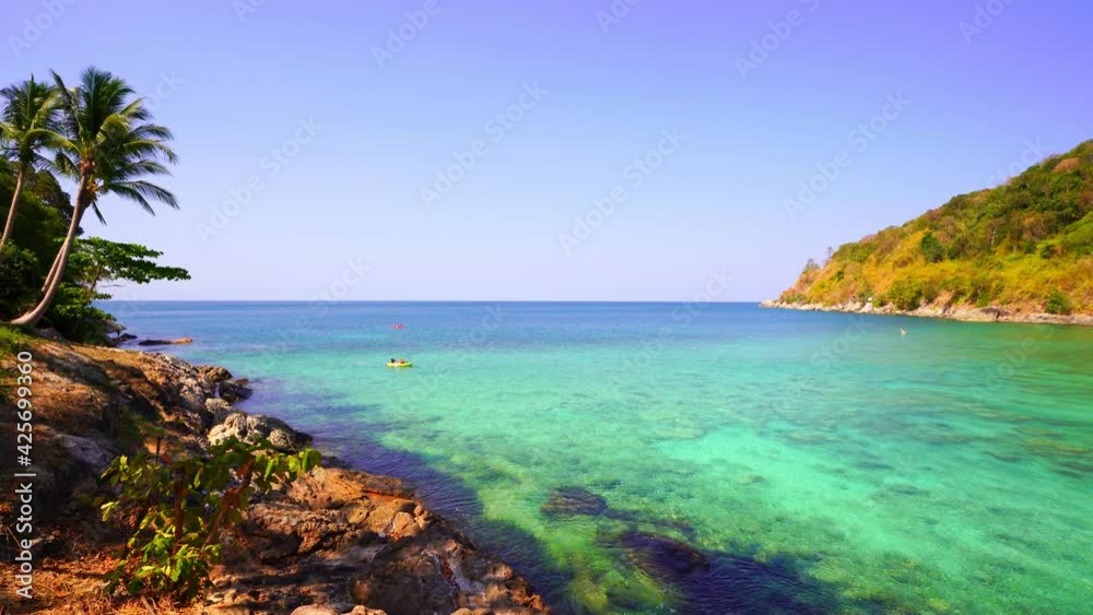Sunny day on the seashore Travel destinations at Phuket island Amazing beautiful seashore and turquoise water in Thailand Stunning landscape of calm sea Travel and Tour Website background concept Sunny day on the seashore Travel destinations at Phuket island Amazing beautiful seashore and turquoise water in Thailand Stunning landscape of calm sea Travel and Tour Website background concept