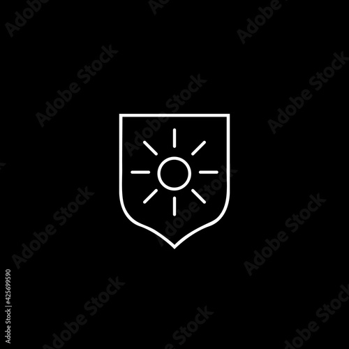UV sun protection icon isolated on dark background
