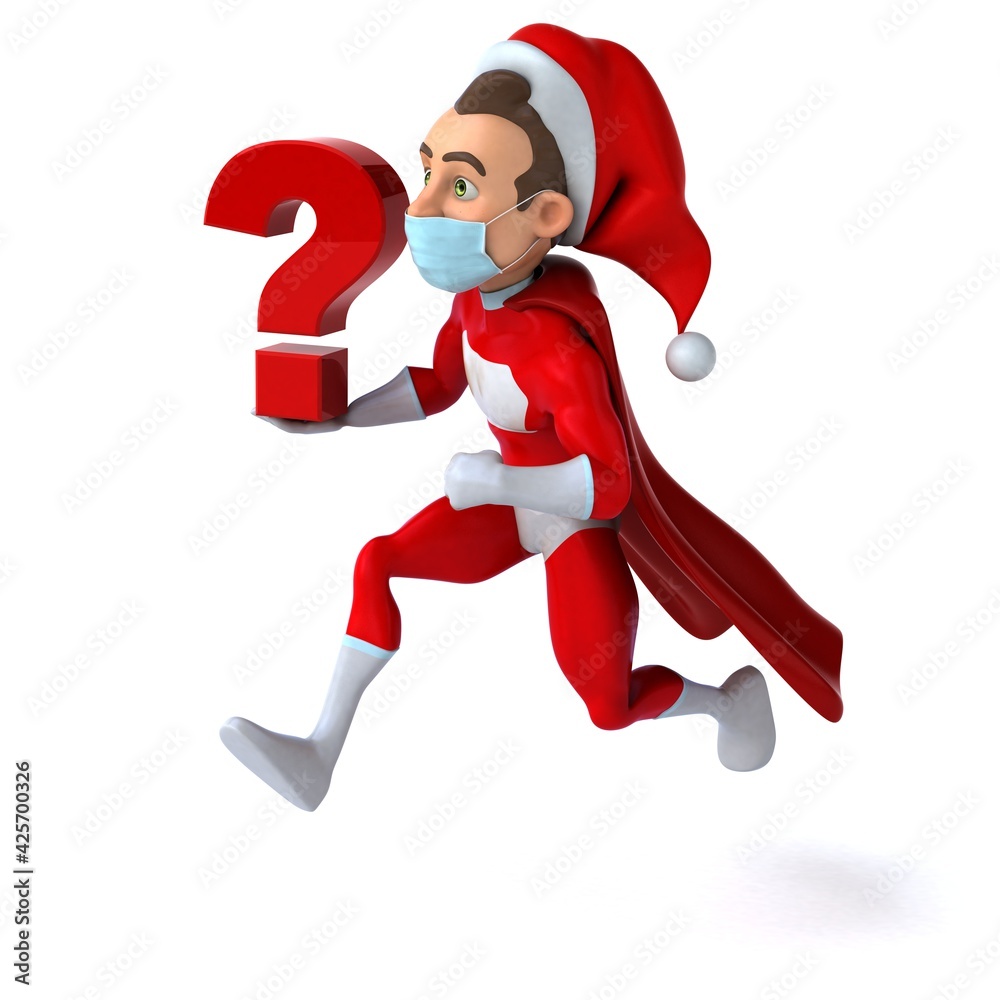 Fun 3D illustration of a cartoon Santa Claus with a mask Fun 3D illustration of a cartoon Santa Claus with a mask