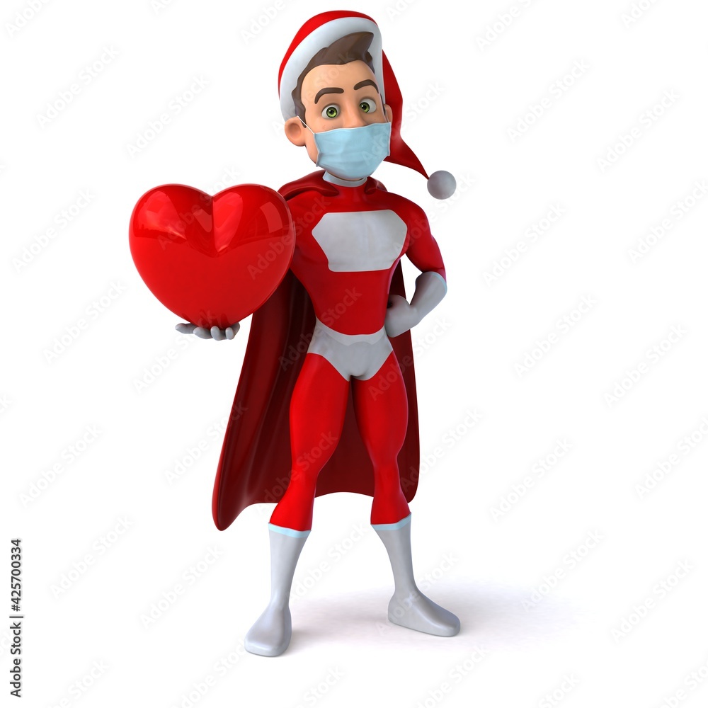 Fun 3D illustration of a cartoon Santa Claus with a mask Fun 3D illustration of a cartoon Santa Claus with a mask