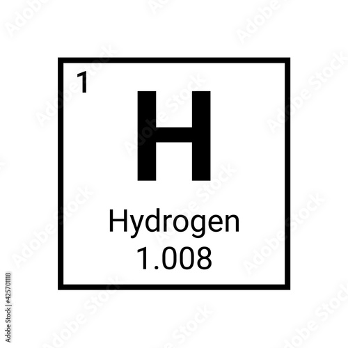 Hydrogen periodic table element. Hydrogen symbol chemical sign
