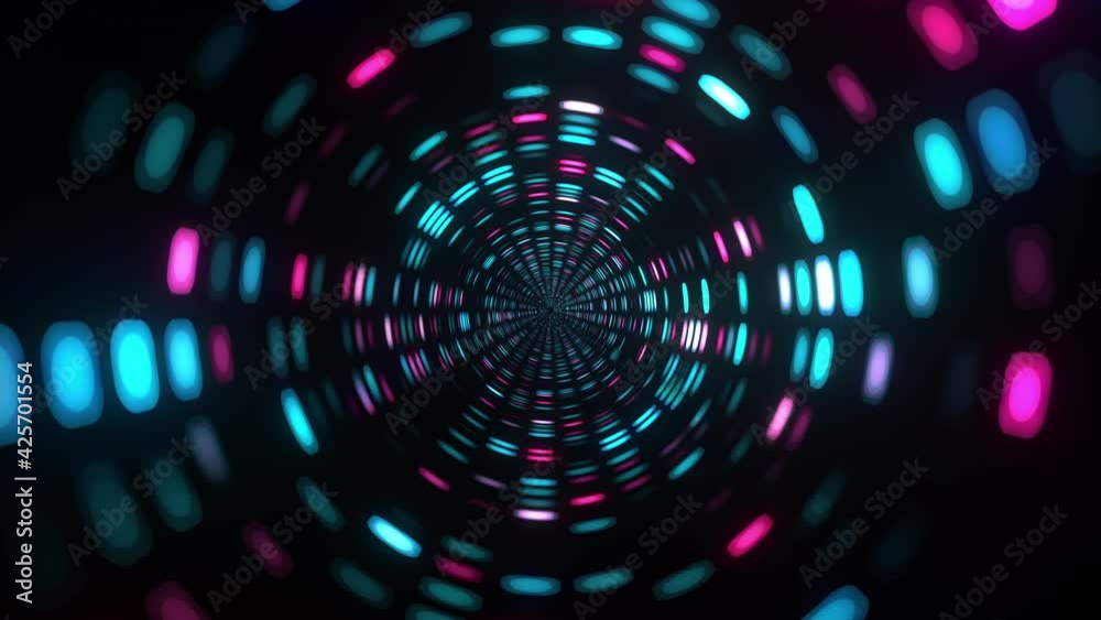 Blue Purple Flashing LED stage lights illuminated lamps Concert lights background for music clips. 4K 3D rendering patterns of animated bright flashing and blinking LED circle light seamless loop