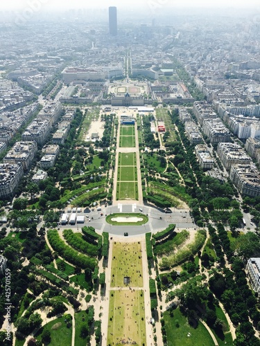 aerial view of eiffel tower city