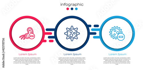 Set line Negative virus, Virus and . Business infographic template. Vector