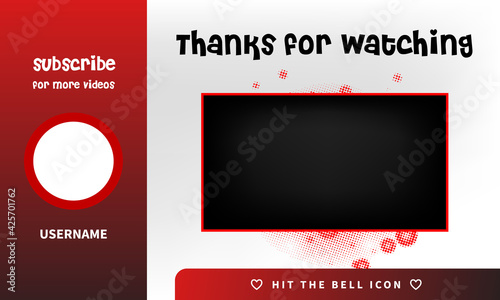 Youtube End Screen. Thanks for watching screen. Outro Template. Dotted Textured End Screen. social media design