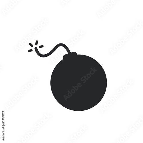 Bomb vector icon, cartoon dynamite violence illustration. Bomb fuse threat symbol