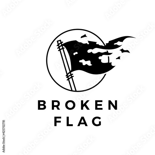 broken flag torn logo vector icon illustration