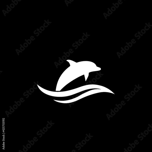 Dolphin icon isolated on dark background