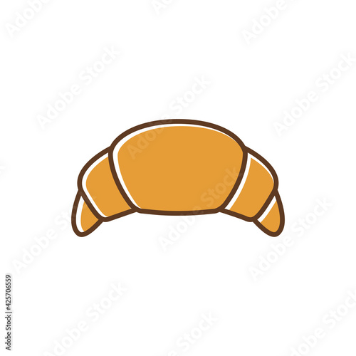 Croissant vector icon. Pastry french croissant flat breakfast bakery icon