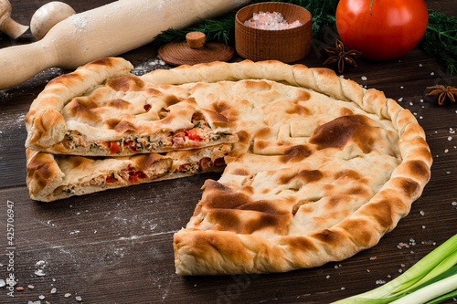 National traditional Caucasian food, Ossetian pies, khachapuri, chudu photo
