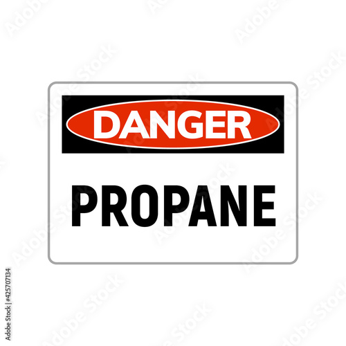 Danger propane gas symbol label. Flammable hazard sign gas