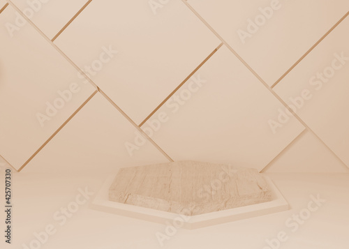 3d rendering gold pastel display podium product stand on background. abstract minimal geometry. Premium Image