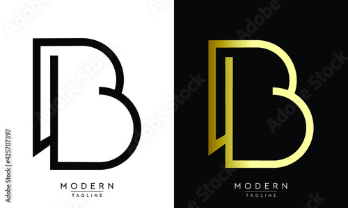 Minimalist B, BB alphabet letter icon logo