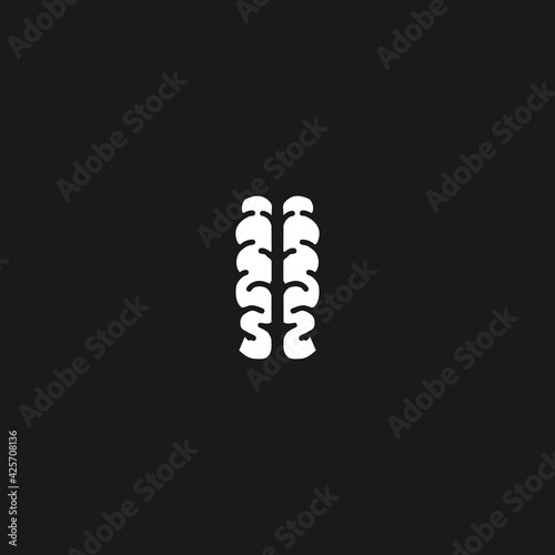 Spinal cord flat icon. Simple style leukemia symbol. Human anatomy sign. Logo design element. T-shirt printing. Vector for sticker.