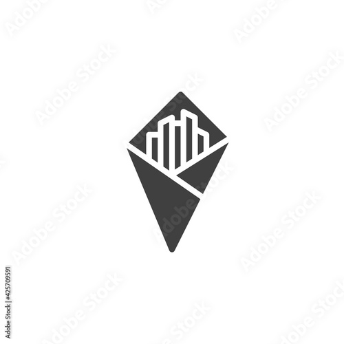 French fries cone vector icon