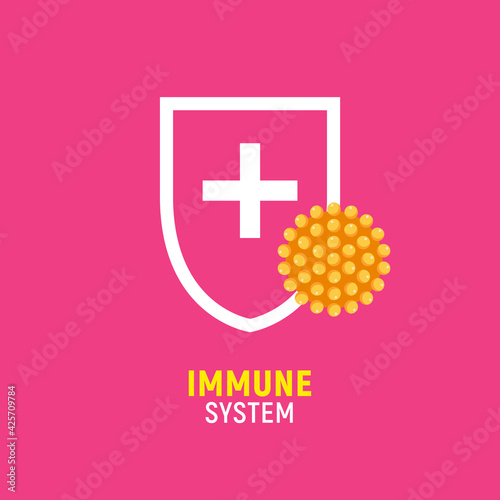Immune bacteria system sign. Antibacterial virus sign. Immune protection antiseptic, anti desease immune icon