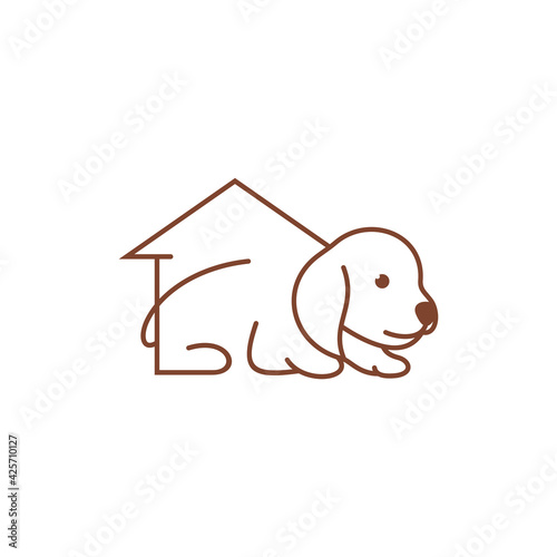Dog House logo design vector illustration, Creative Dog logo design concept template, symbols icons