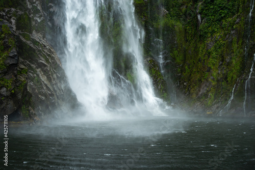 Base of Stirling Falls in Milford Sound New Zealand