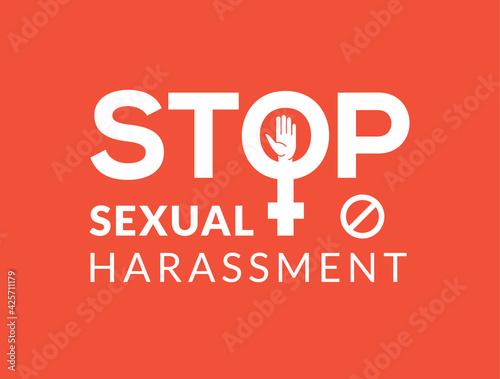 Sexual harassment violence stop poster. Sexual harassment assault woman concept