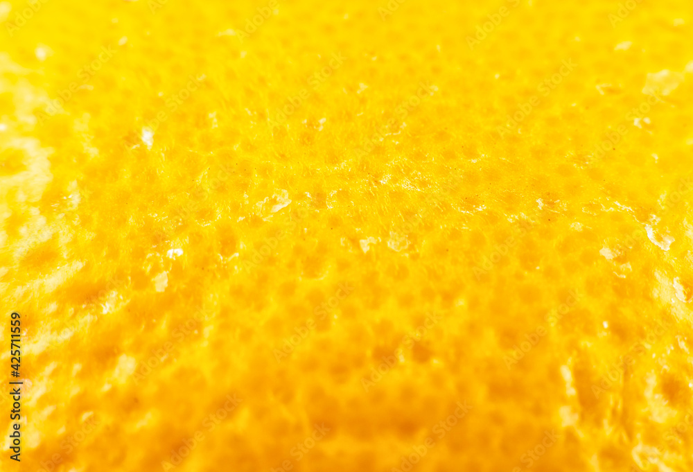 Close up photo of orange peel. Oranges ripe fruit background, macro view. Close up.