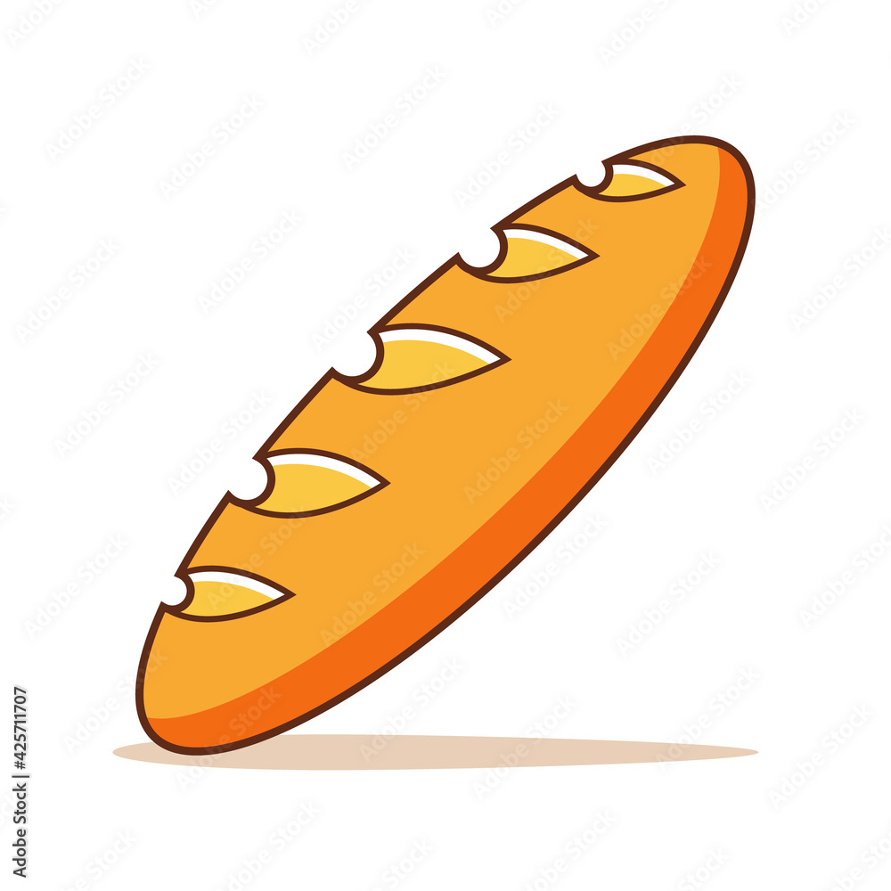 Vector french bread illustration baguette logo. Food bread flat hot icon Vector french bread illustration baguette logo. Food bread flat hot icon