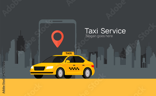 Foto Taxi service vector cab app design flyer