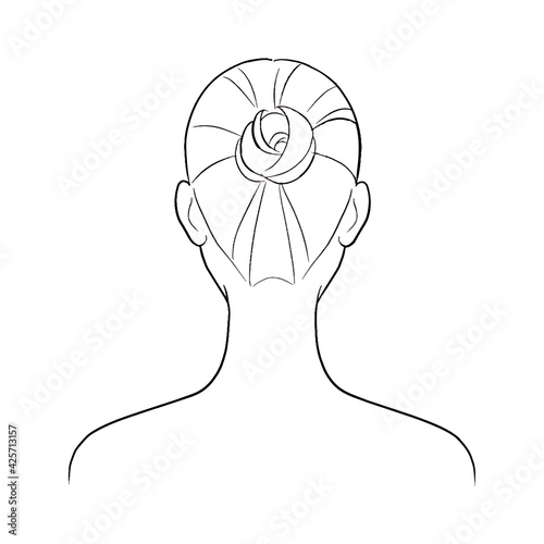 後ろを向いた女性の頭部のイラスト