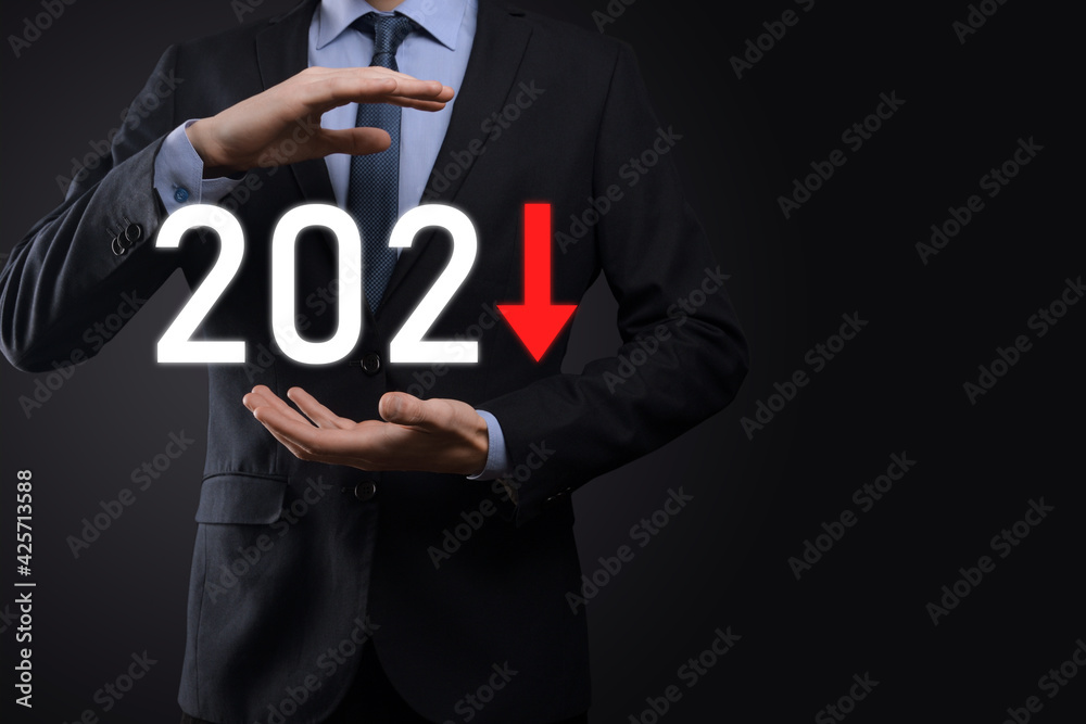 Plan business negative growth in year 2021 concept. Businessman plan and increase of negative indicators in his business, decline down business concepts. Plan business negative growth in year 2021 concept. Businessman plan and increase of negative indicators in his business, decline down business concepts.
