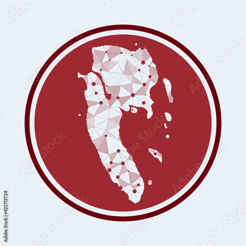 Ko Lanta icon. Trendy tech logo of the island. Geometric mesh round design. Technology, internet, network, telecommunication concept. Vector illustration.