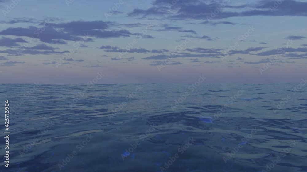 sea water moving at sunset, 3d render sea water moving at sunset, 3d render