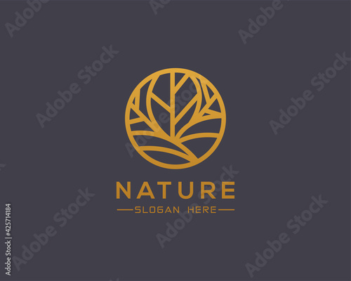 nature logo design emblem line nature creative