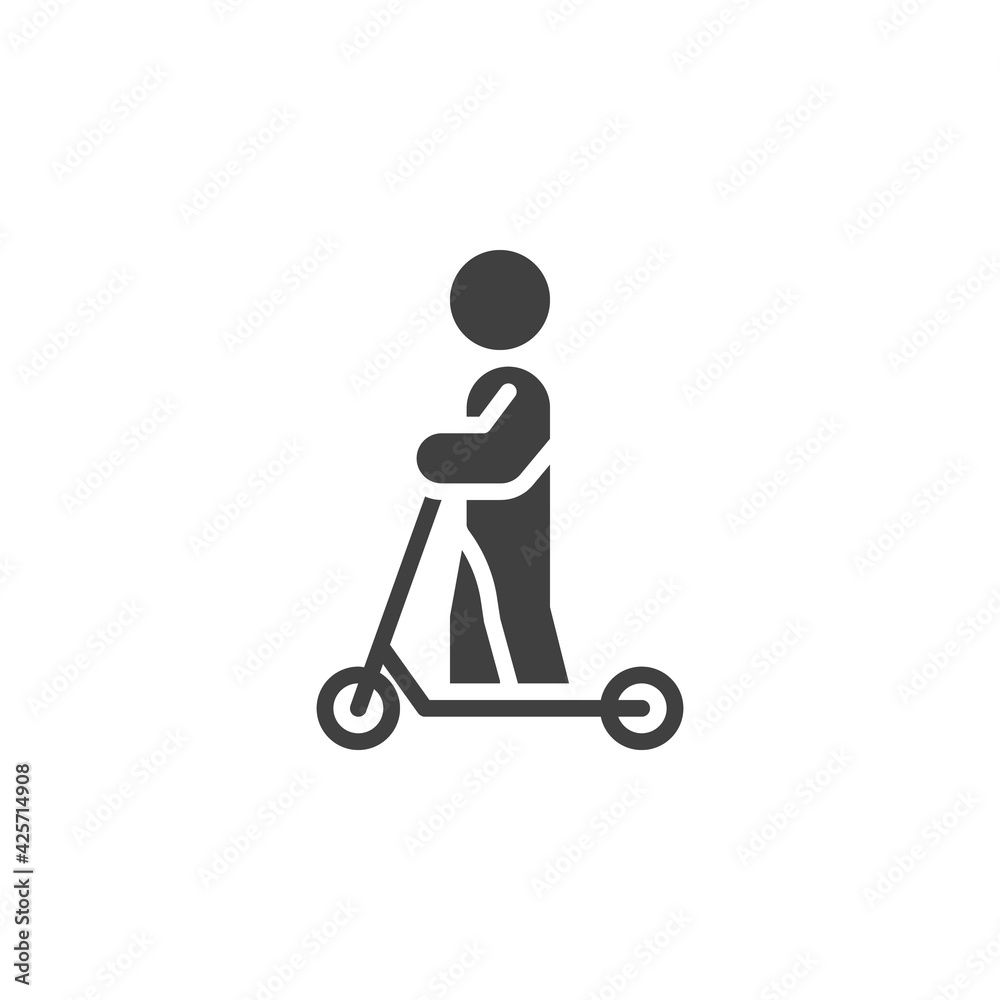 Man riding electric scooter vector icon