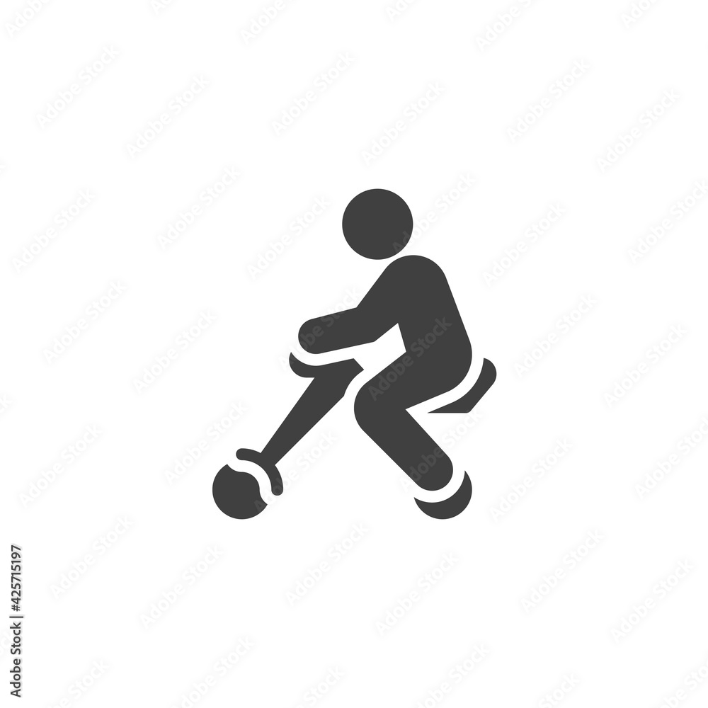 Man riding electric bike vector icon Man riding electric bike vector icon