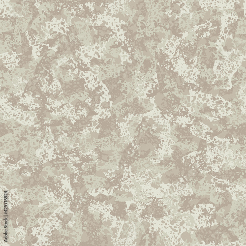 Light beige camouflage, modern fashion textile design. Natural surface. Camo grunge pattern. Fashionable tile print. Vector seamless texture.