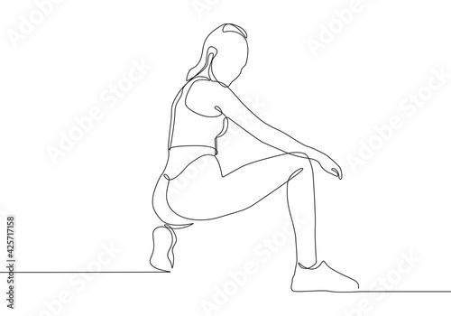 Trendy Line Art Woman Body. Minimalistic Black Lines Drawing. Female Figure Continuous One Line Abstract Drawing. Modern Scandinavian Design. Naked Body Art. Vector Illustration.