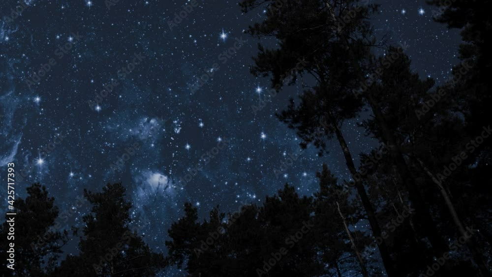 mountain. backgrounds night sky with stars and moon and clouds.