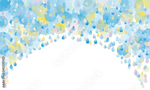 水彩風 カラフルな雨 Watercolor Style Cute Rain Series:Colorful Rain
