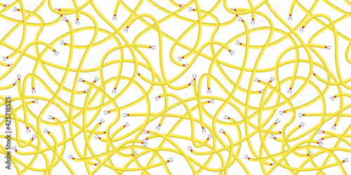 seamless vector pattern of tangle electic yellow wires