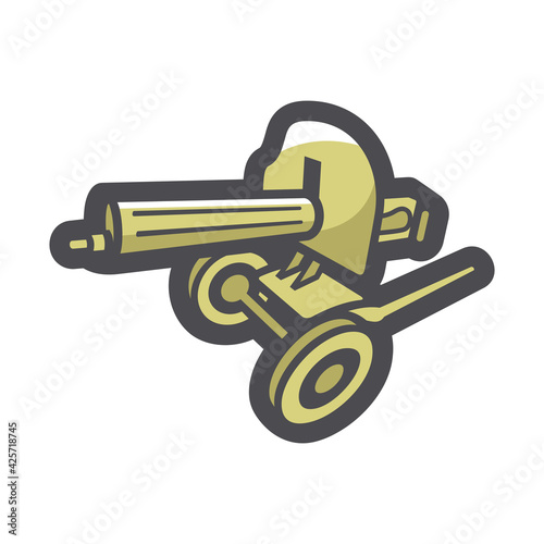 Military Maxim machine Gun Vector icon Cartoon illustration