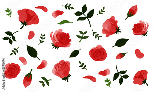 赤いお花のベクターイラスト