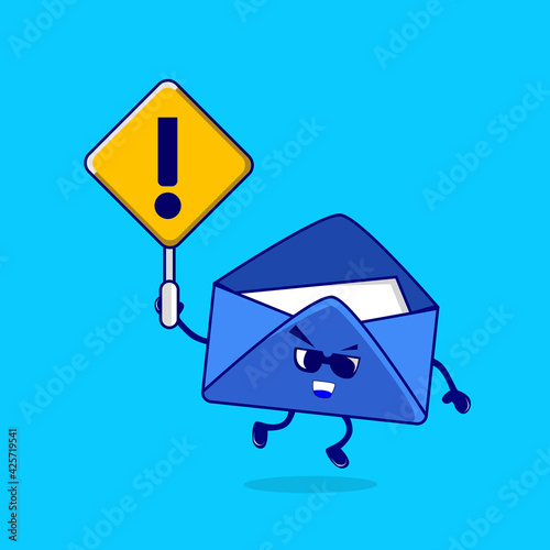 An icon of email cartoon design style with a sign board