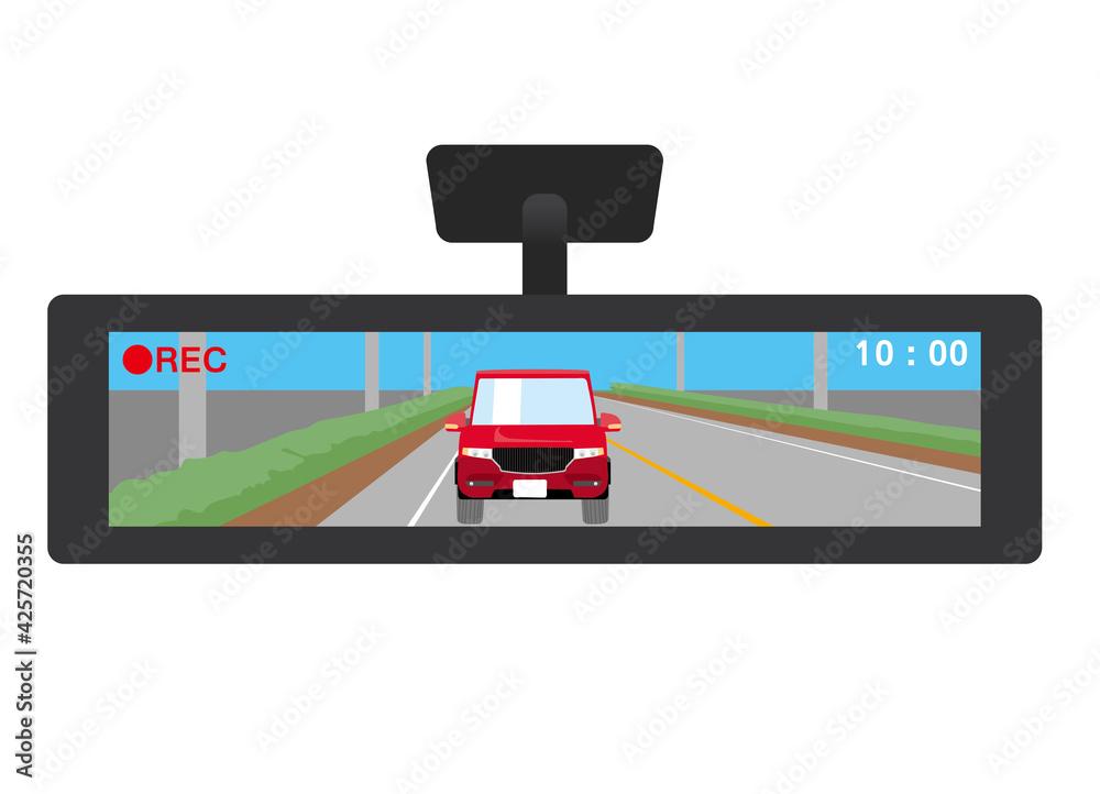 ドライブレコーダーのイラスト バックミラー型録画画面液晶ディスプレイのイラスト Stock Vector Adobe Stock