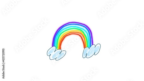 Rainbow and clouds colorful 2d animation
