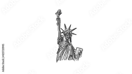 The Statue of Liberty 2d animation hand drawn